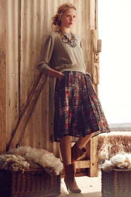 Abstracted Plaid Skirt