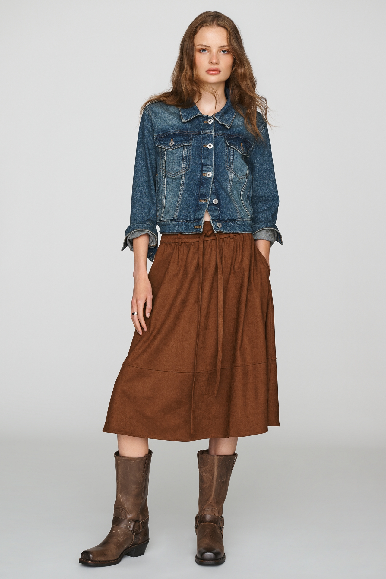 Greylin Wren Faux Suede Midi Skirt