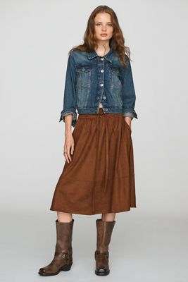 Greylin Wren Faux-Suede Midi Skirt