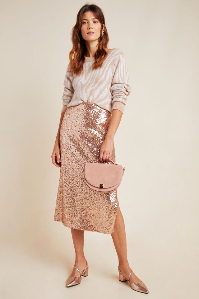 J crew rose gold sequin outlet skirt