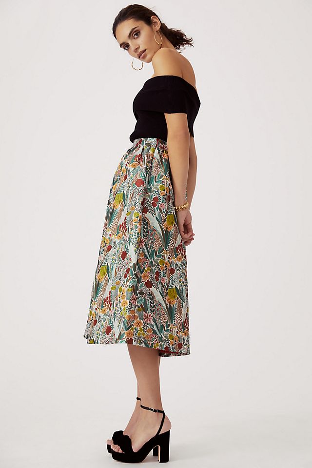 Sunday in Brooklyn Floral Jacquard Midi Skirt | Anthropologie UK