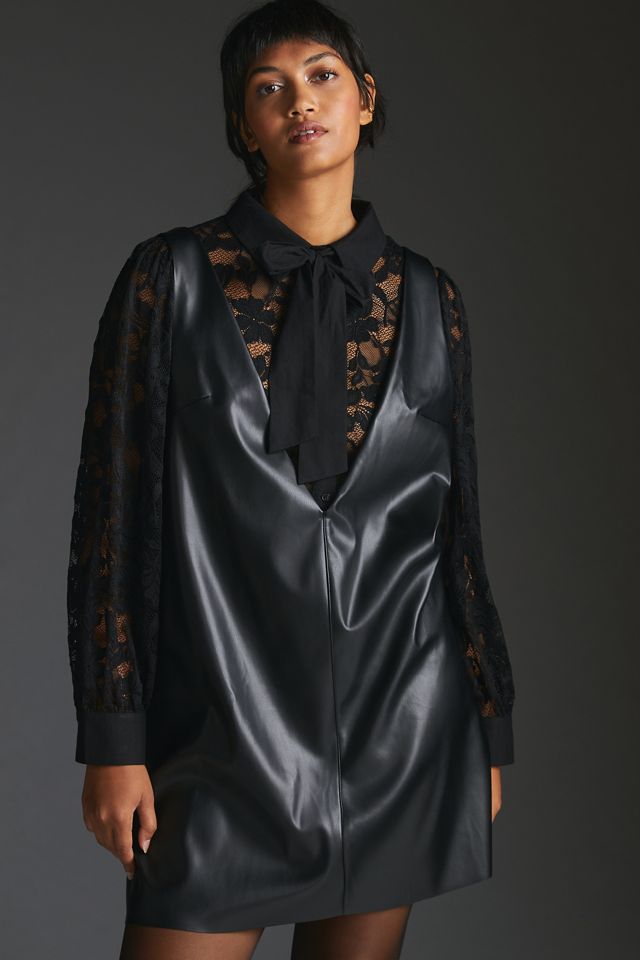 Sunday in Brooklyn Faux Leather Pinafore #9