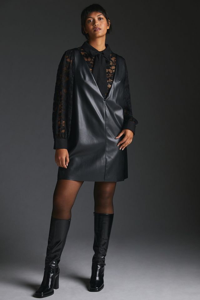 Sunday in Brooklyn Faux Leather Pinafore #6