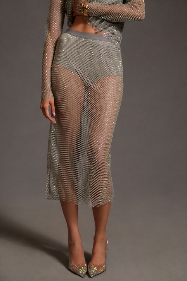 Sunday in Brooklyn Sequin Mesh Midi Skirt #2