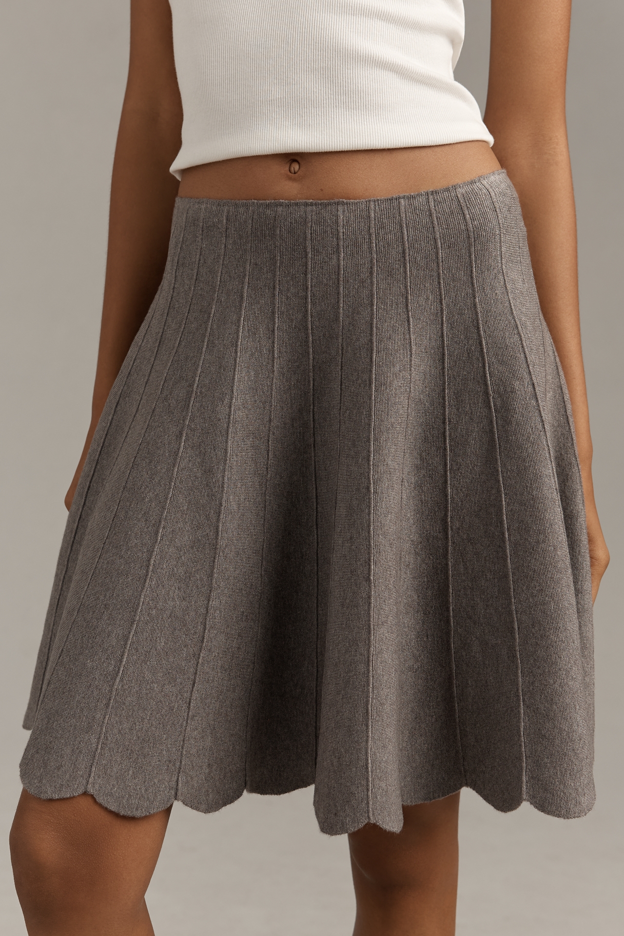 Sunday in Brooklyn Scallop Sweater Mini Skirt