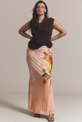Afrm Plus Tegan Power Mesh Maxi Skirt In Multi