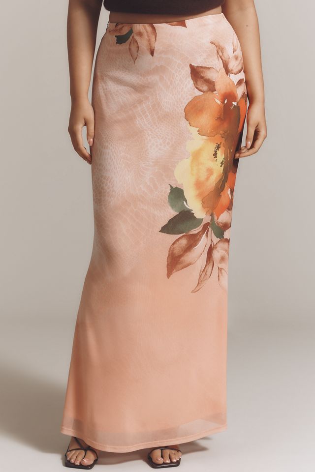 AFRM Plus Tegan Power Mesh Maxi Skirt #1
