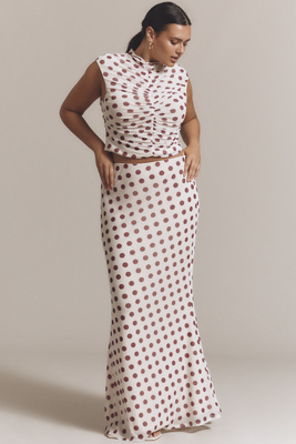 Afrm Plus Tegan Power Mesh Maxi Skirt In Sand