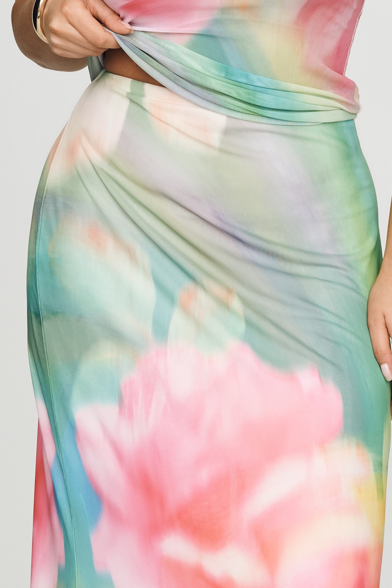 AFRM Plus Tegan Power Mesh Maxi Skirt