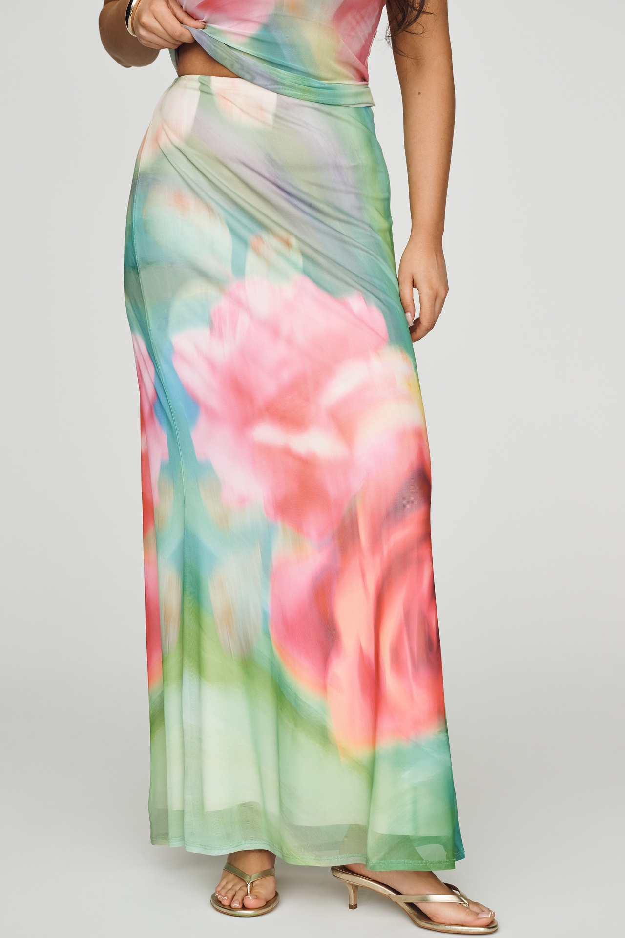 AFRM Plus Tegan Power Mesh Maxi Skirt