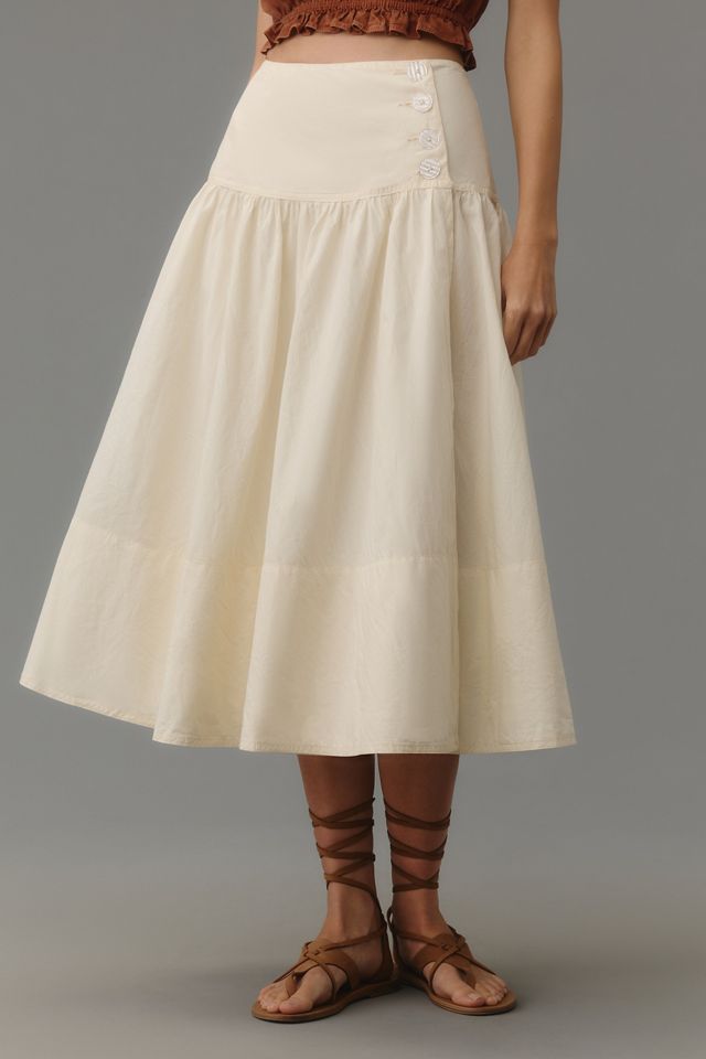 Maeve Drop-Waist Wrap Midi Skirt #1