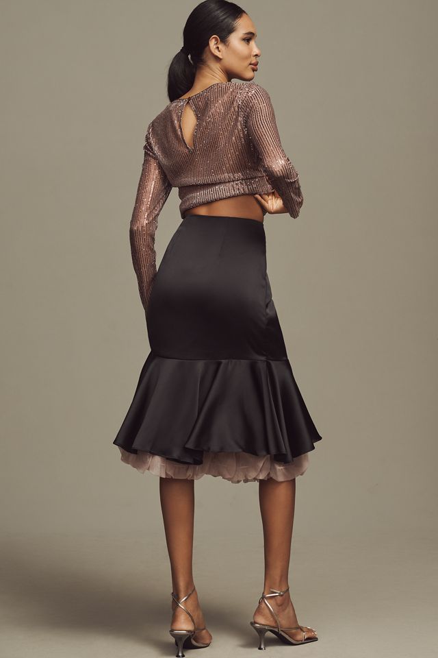 By Anthropologie Organza Bubble Slip Midi Skirt #1
