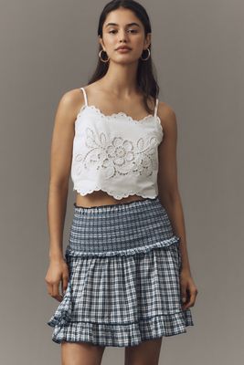 Maeve Smocked Flounce Mini Skirt