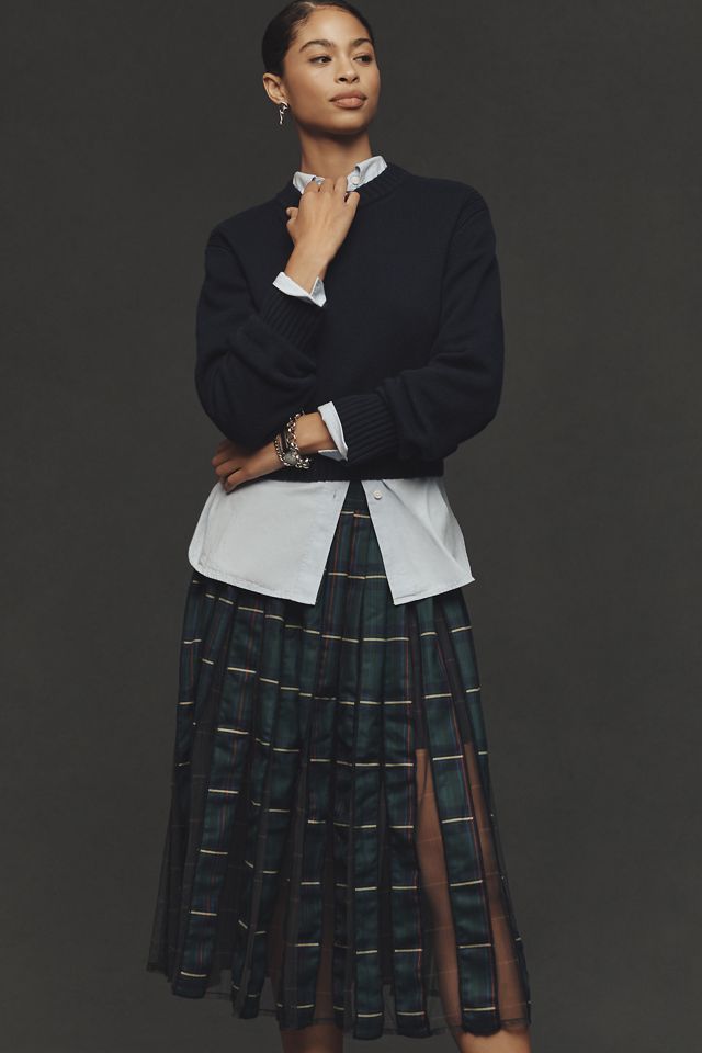 Maeve Pleated Tulle Knee-Length Skirt #3