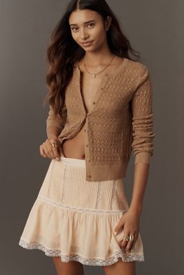 Mini-jupe à volants en dentelle By Anthropologie