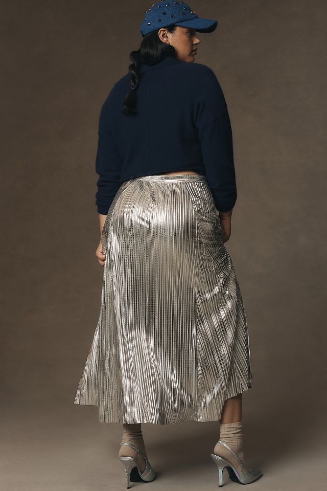 Silver pleated outlet skirt plus size