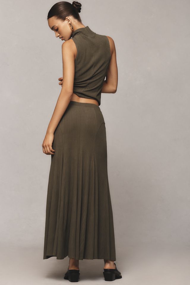 Anthropologie By Anthropologie Swirled Denim Maxi Skirt