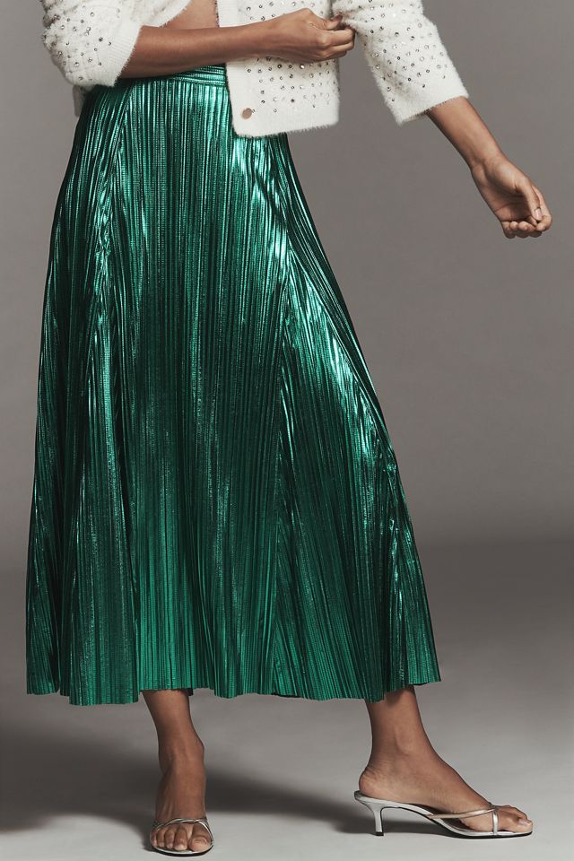 By Anthropologie Metallic Midi Skirt #2