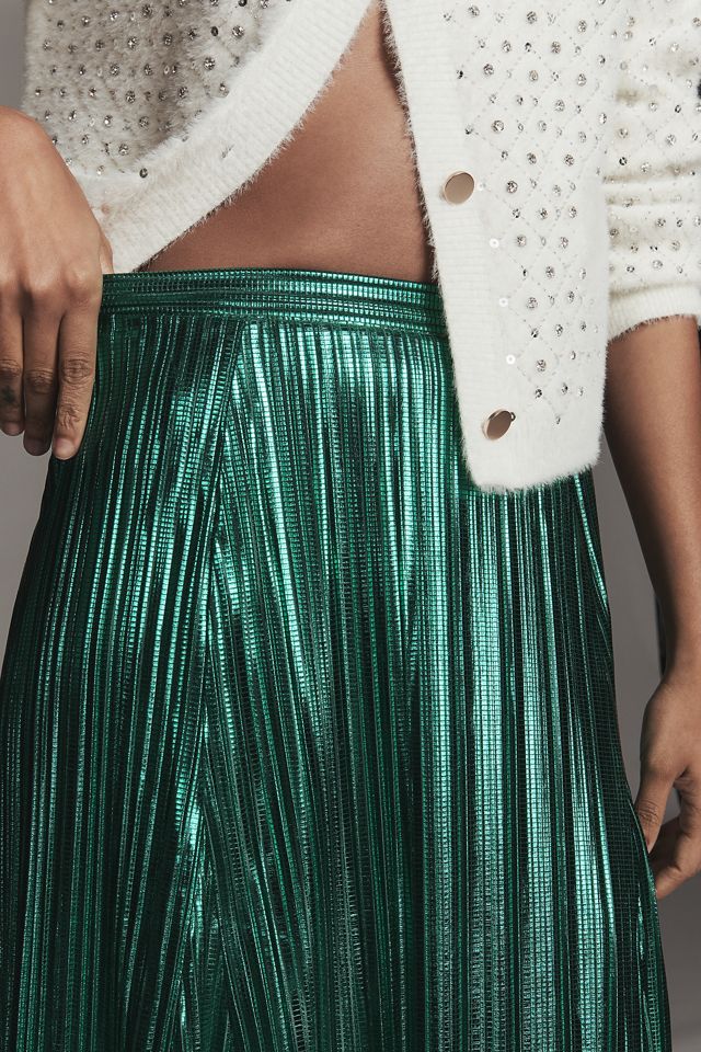 By Anthropologie Metallic Midi Skirt #3