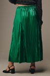 By Anthropologie Metallic Pleated Midi Skirt