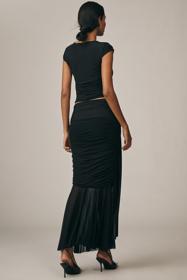 By Anthropologie Ruched Sash Mermaid Maxi Skirt #2