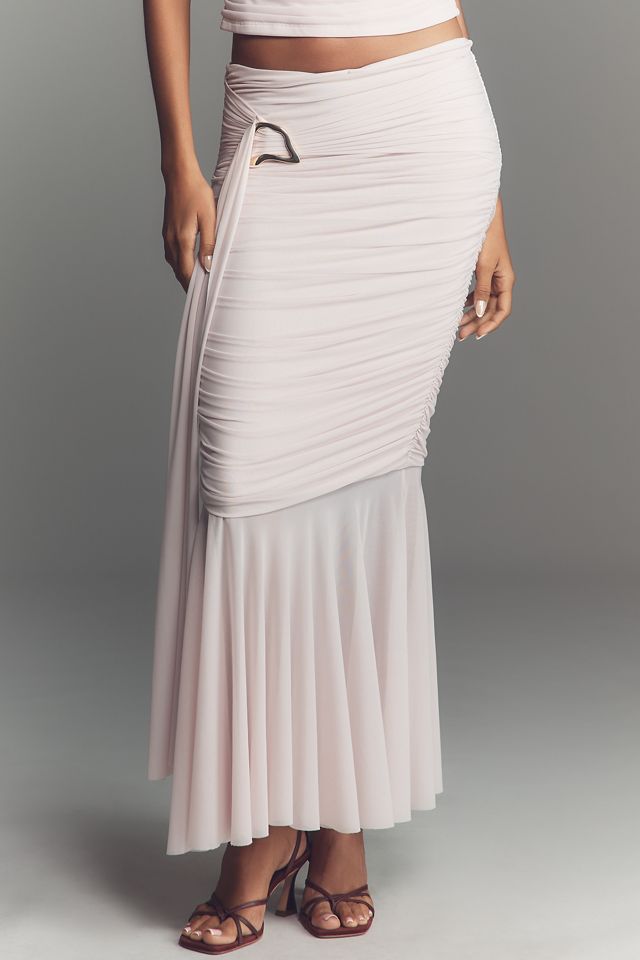 By Anthropologie Ruched Sash Mermaid Maxi Skirt #1