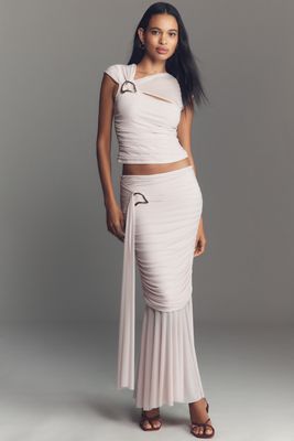 By Anthropologie Ruched Sash Mermaid Maxi Skirt