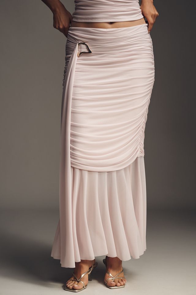 By Anthropologie Ruched Sash Mermaid Maxi Skirt #5