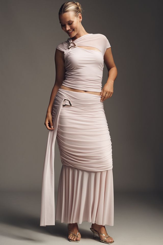 By Anthropologie Ruched Sash Mermaid Maxi Skirt #4