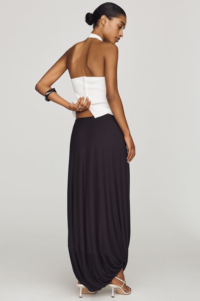 By Anthropologie Knit Draped Midi Skirt #2