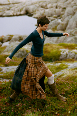 Barbour Hazelwood Wool Blend Midi Skirt by Anthropologie