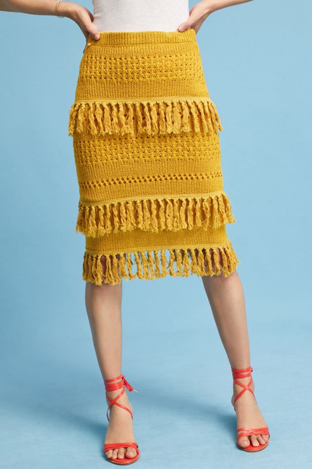 Tiered Fringe Pencil Skirt #1