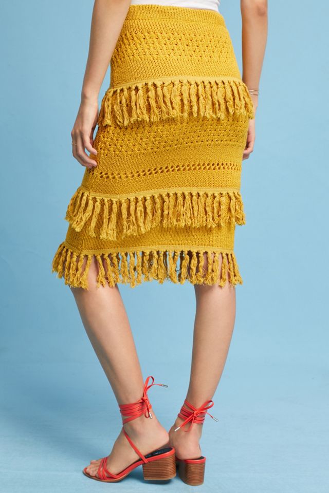 Tiered Fringe Pencil Skirt #3