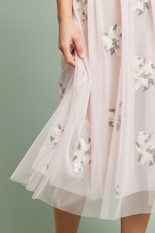 Embroidered Tulle Midi Skirt #1
