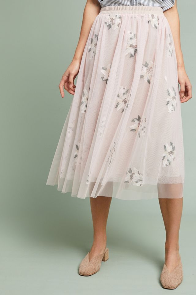 Embroidered Tulle Midi Skirt #2
