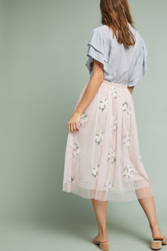 Embroidered Tulle Midi Skirt #3
