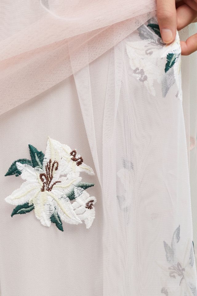 Embroidered Tulle Midi Skirt #4