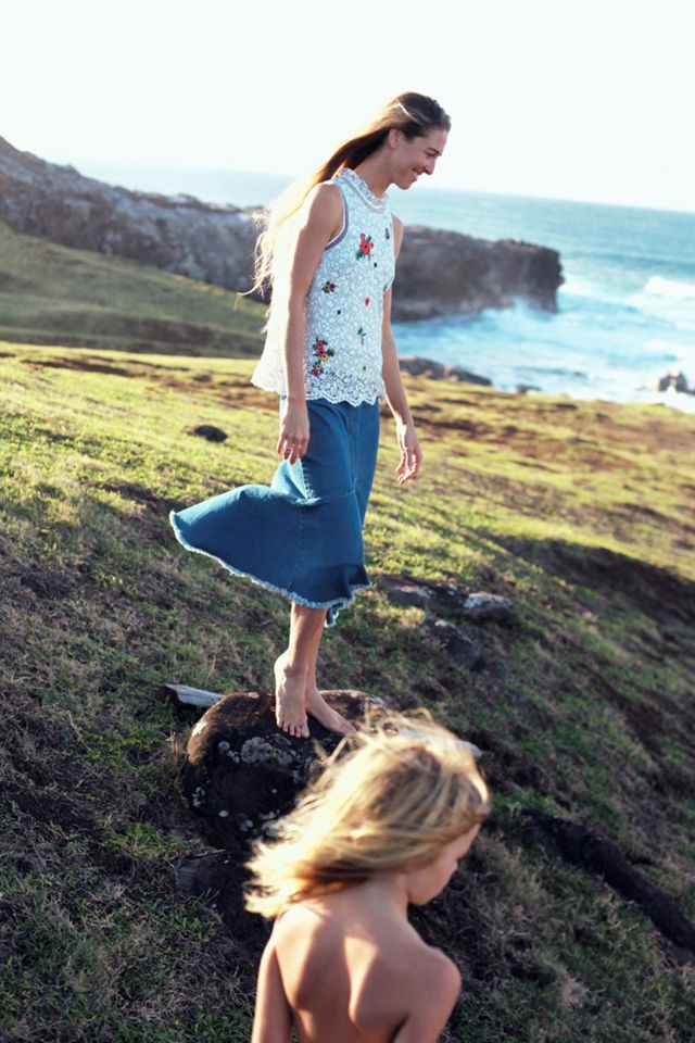 Flounced Denim Pencil Skirt #4