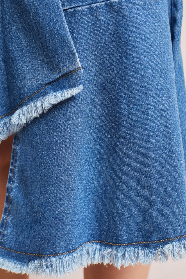 Flounced Denim Pencil Skirt #1