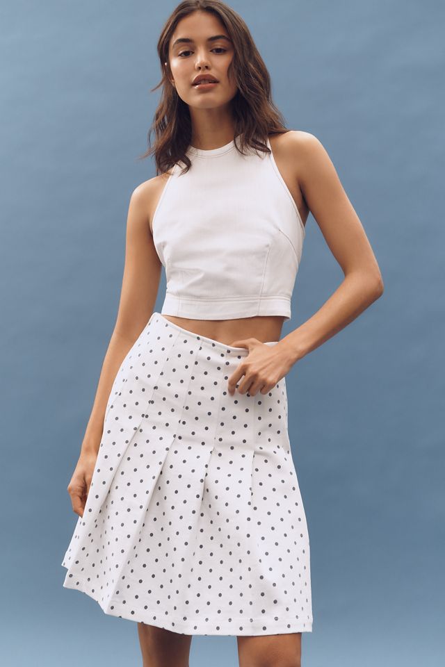 DL1961 Pleated Denim A-Line Knee-Length Skirt #1