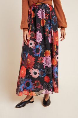 anthropologie floral maxi skirt