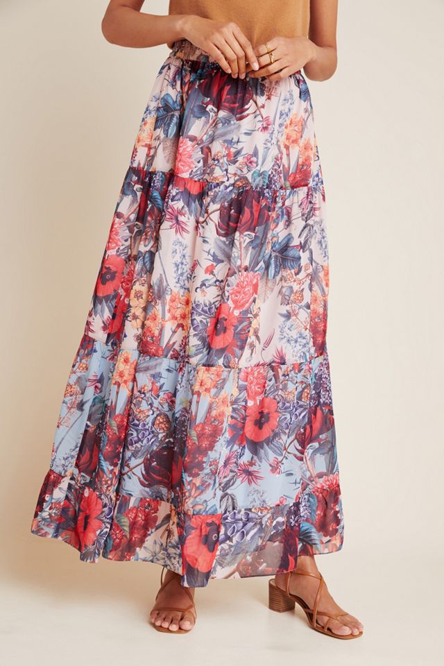 Amirita Floral Tiered Maxi Skirt #1
