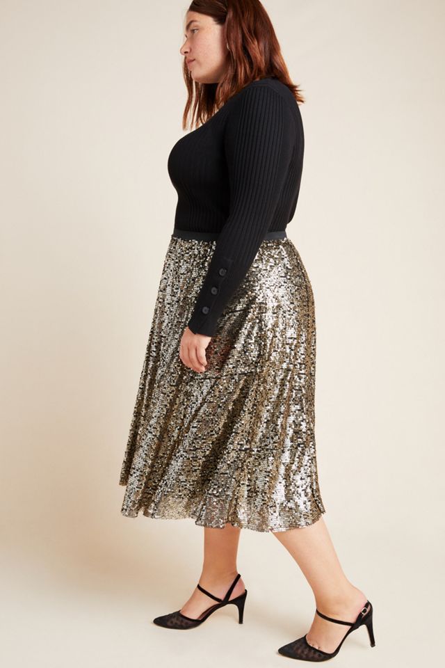 Maeve Orleans Sequined Midi Skirt #6