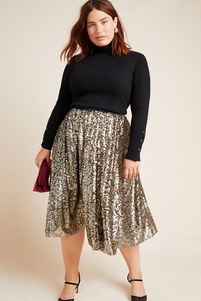 Maeve Orleans Sequined Midi Skirt #4