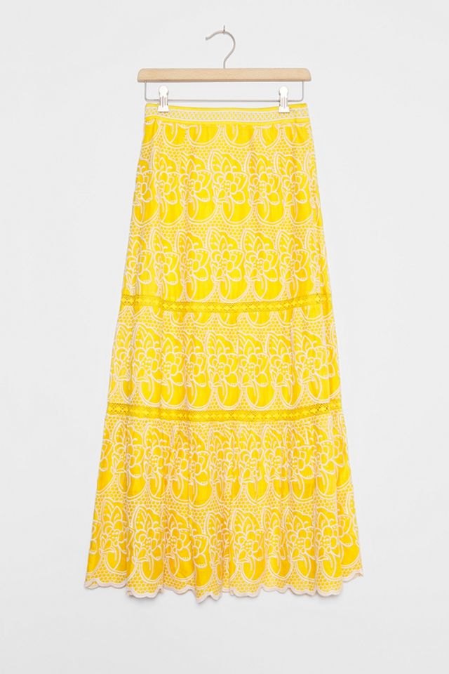 Marigold Tiered Eyelet Maxi Skirt #1