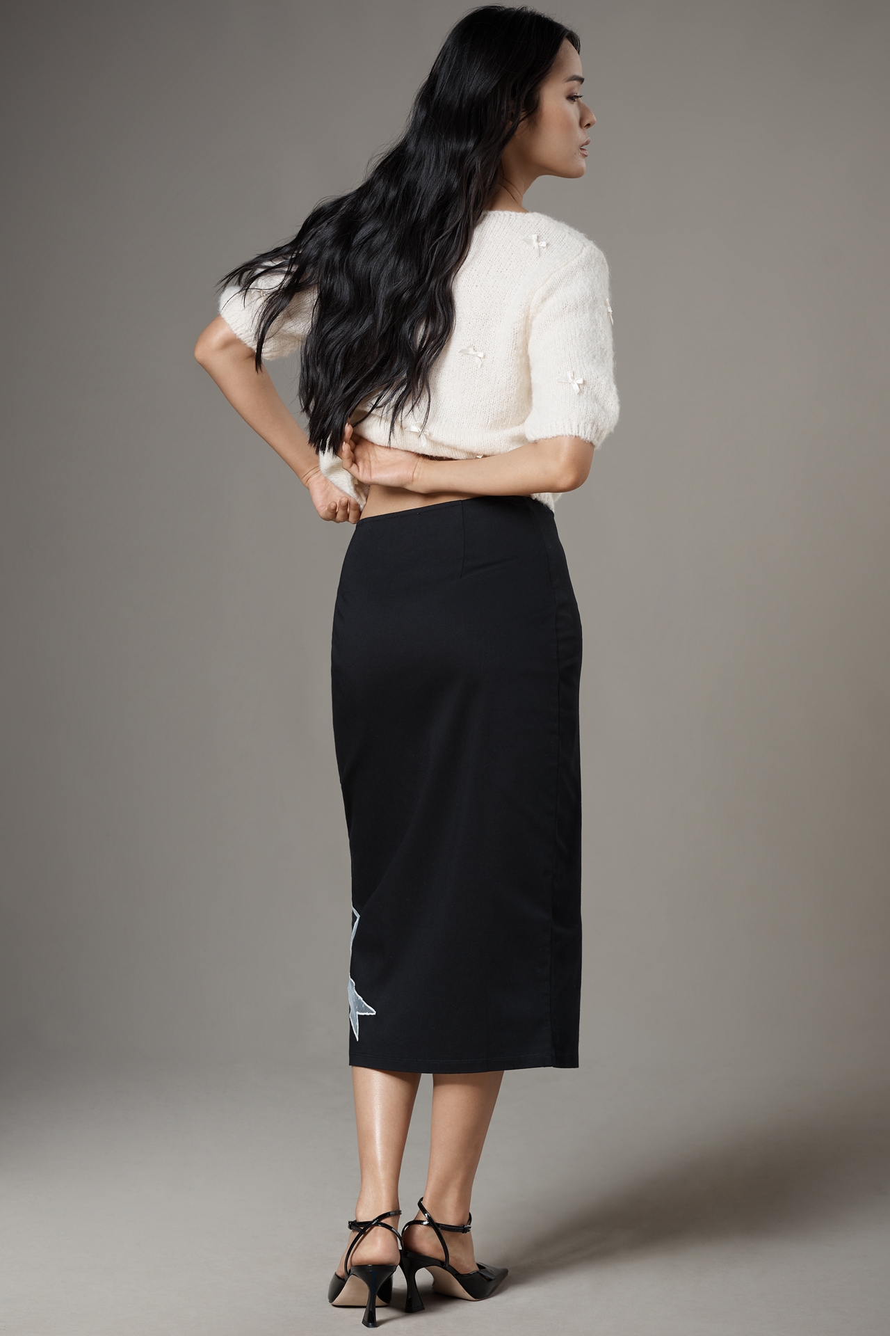 Maeve Bow Midi Pencil Skirt