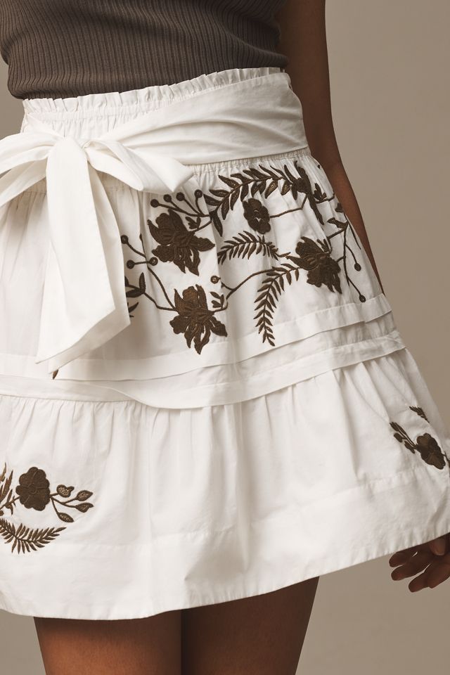 ★E.B.M★ Flower embroidery detail mini skirt EMP2WSK500 ☆E.B.M☆ Flower embroidery detail mini skirt EMP2WSK500