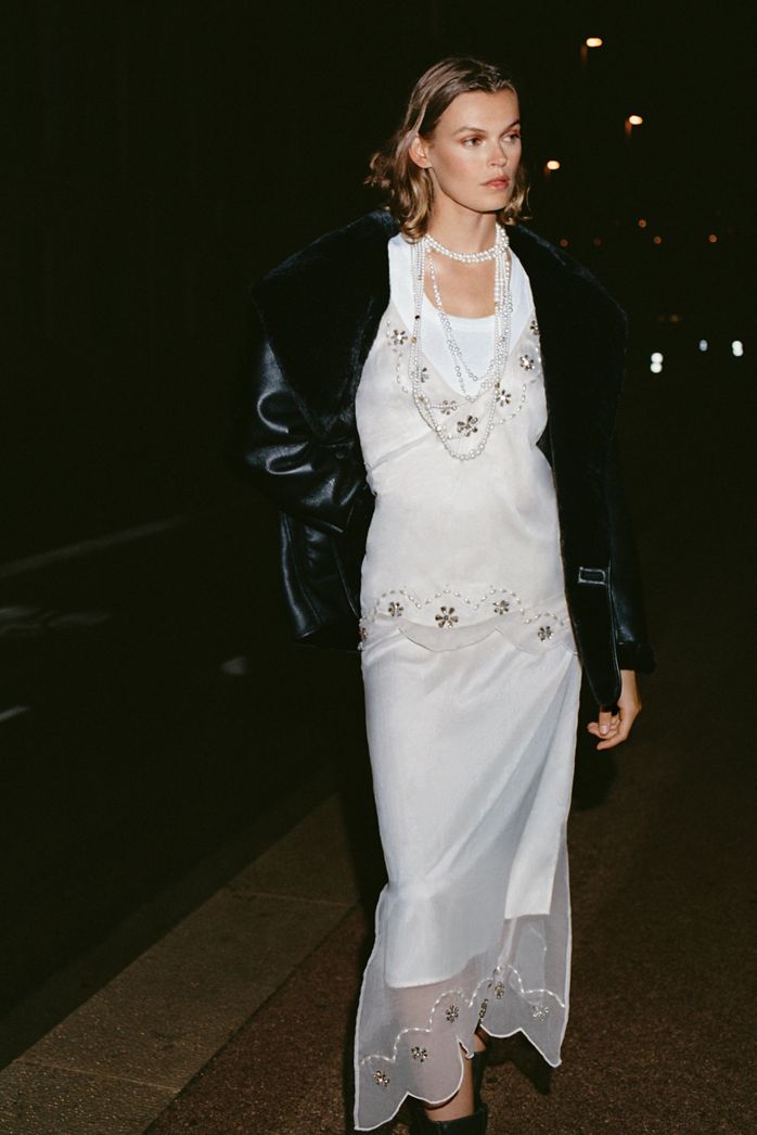 By Anthropologie Crystal-Encrusted Midi Skirt