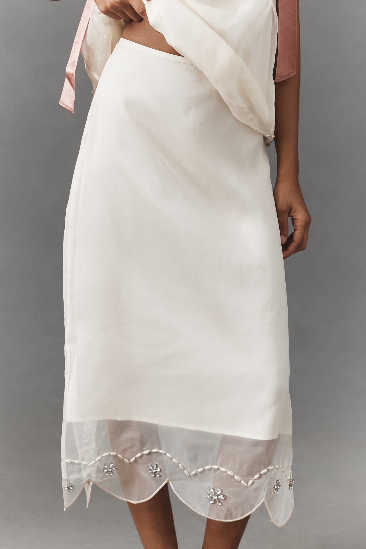 By Anthropologie Crystal-Encrusted Midi Skirt