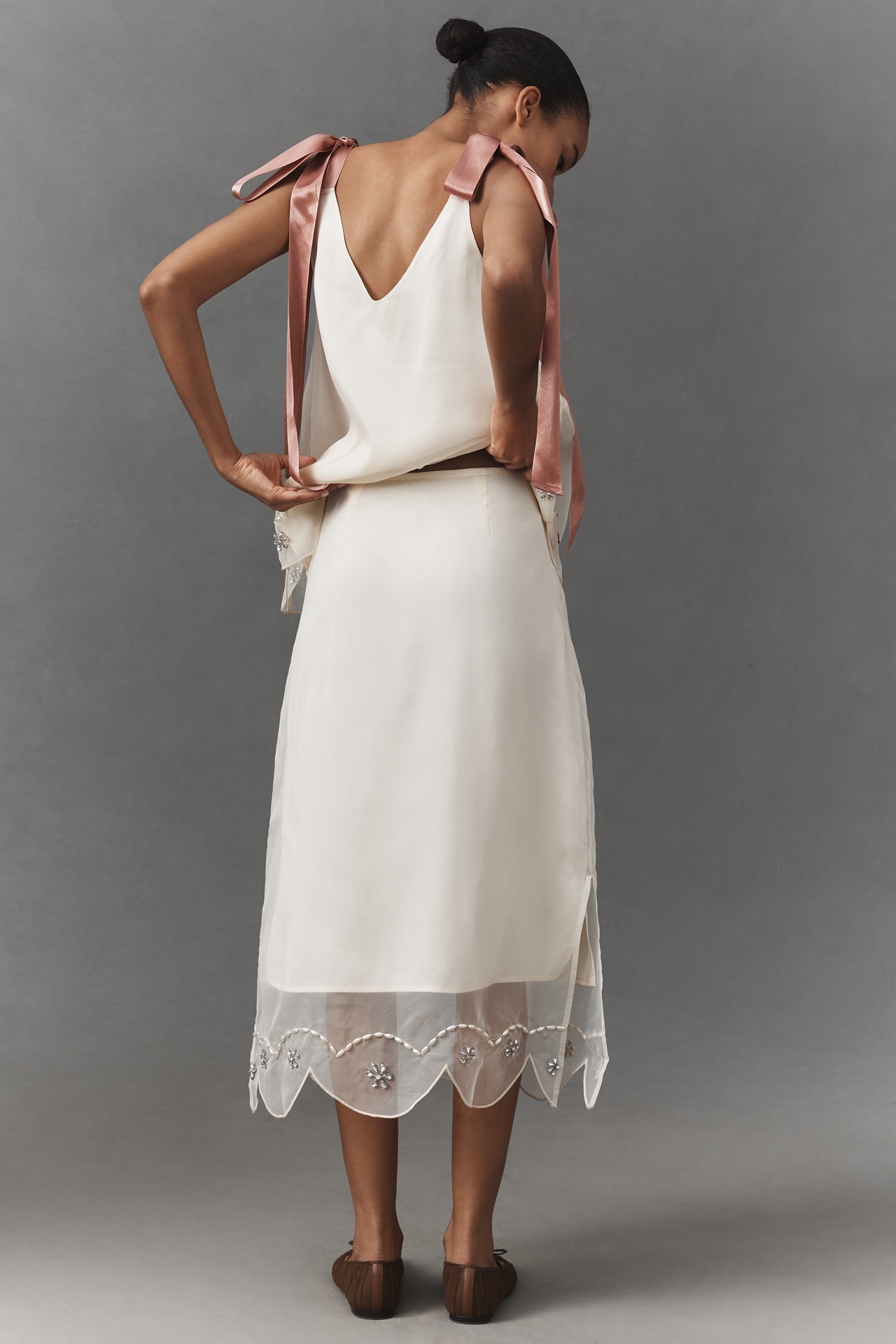 By Anthropologie Crystal-Encrusted Midi Skirt